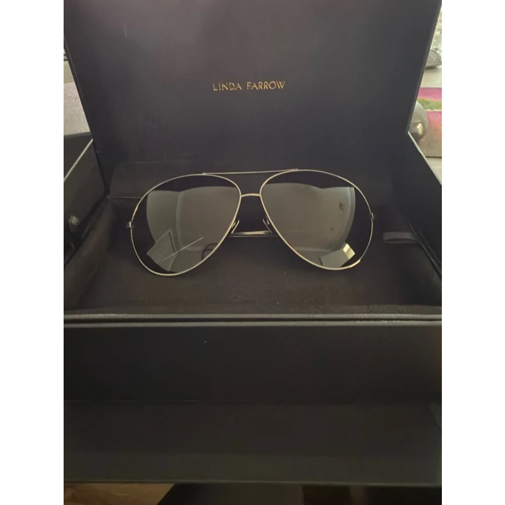 Women's Linda Farrow Sunglasses Silver Aviator LFL/398/4 Titanium